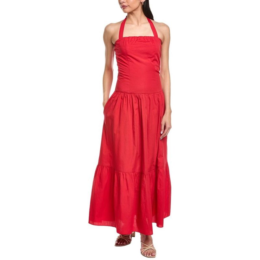 Garrie B Womens  Halter Neck Maxi Dress, Red